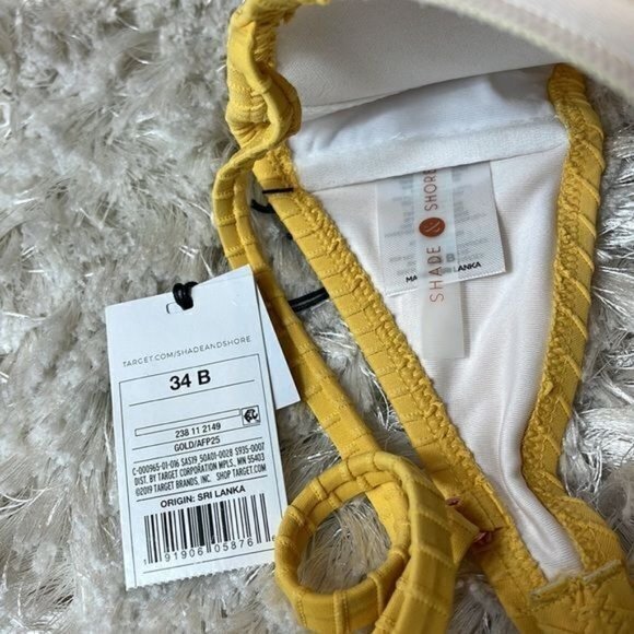 Shade And Shore Light Lift‎ Textured Gold Bikini Top Size 34B - Picture 4 of 5